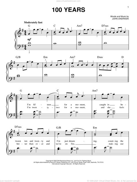Years Easy Sheet Music For Piano Solo Pdf Interactive