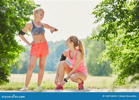 Two Women Are Excited About Running Stock Photo Image Of Health Friends