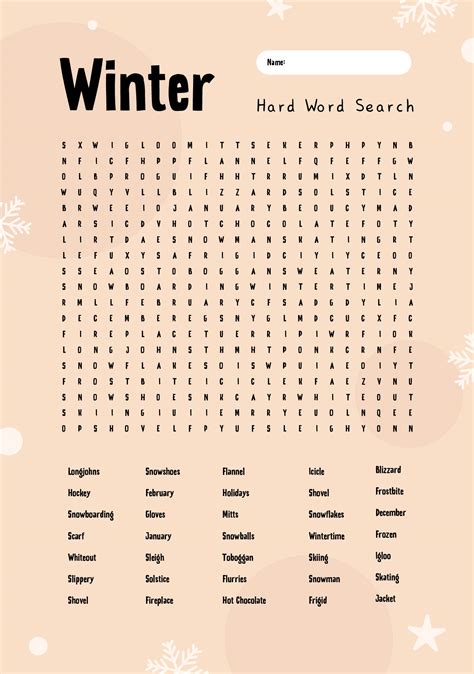5 Best Images Of Printable Winter Word Search Difficult Fun Winter