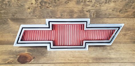 Chevy Red Bowtie Emblem Flat Steel Sign Etsy