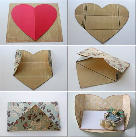 Diy Valentines Day Cards Tutorials Cardboard Heart Shaped Envelope