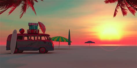 Picnic Van Beach Minimalism 4k Hd Artist 4k Wallpapers Images Backgrounds Photos And Pictures