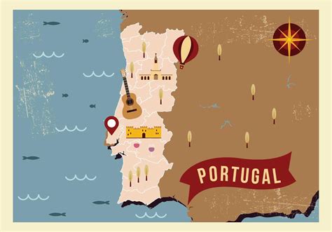 Portugal Map Illustration Vector Vector Art At Vecteezy