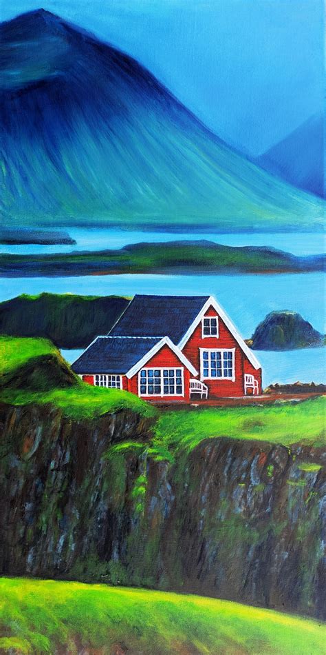 Iceland Landscape Painting By Maria Baskal Artmajeur