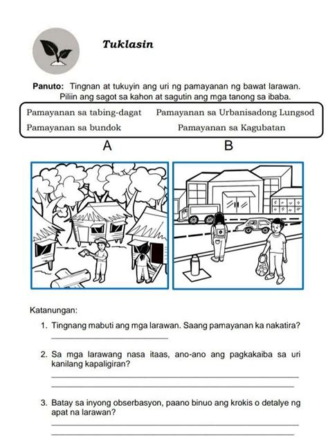 Tuklasin Panuto Tingnan At Tukuyin Ang Uri Ng Pamayanan Ng Bawat