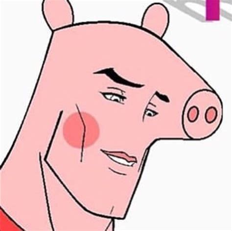 A Cartoon Pig With The Word I On Its Forehead And An Image Of A Man