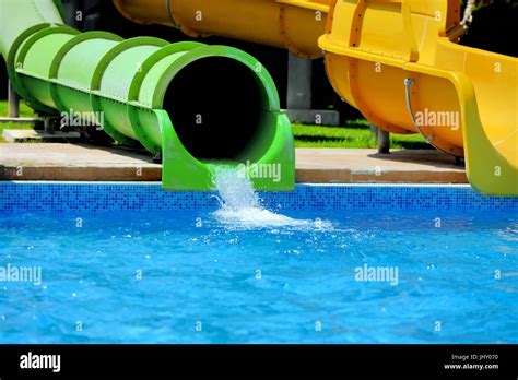 Colorful Water Slides At The Water Park Stock Photo Alamy