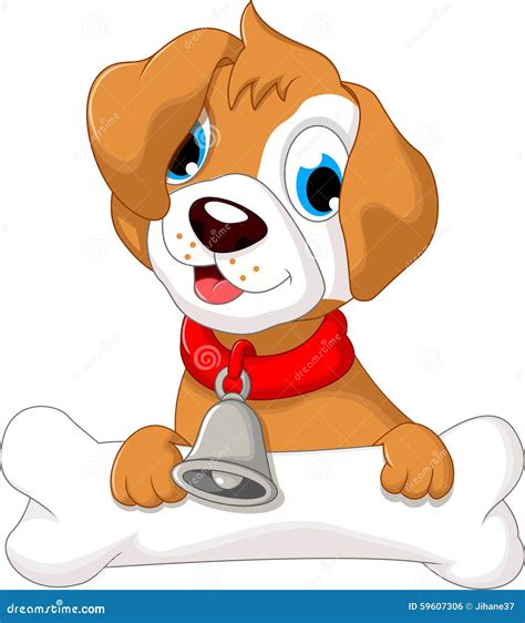 Cute Puppy Wearing A Red Collar With Bells Stock Illustration