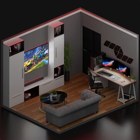 Realistick Low-Poly gaming room design 3D asset | CGTrader