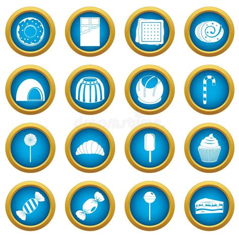 Sweets And Candies Icons Blue Circle Set Stock Vector Illustration Of