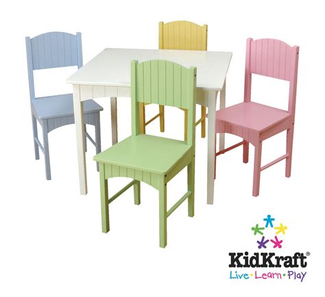 Made from durable materials that are easy to clean and assemble, our kids' chairs and tables are built with children in mind, giving you confidence that your kids will be able to enjoy our sets whilst being comfortable and. KidKraft Nantucket White Table and Pastel Chairs