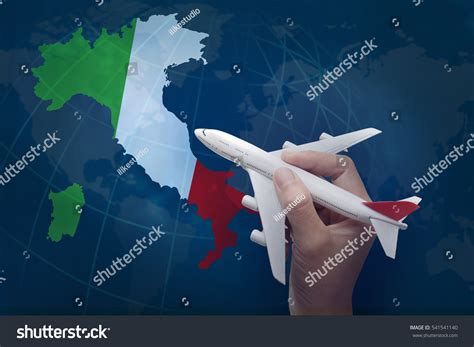 Hand Holding Airplane Map Italy Stock Photo Edit Now 541541140