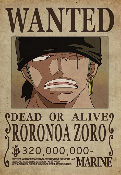 One Piece Wanted Poster Zoro Digital Art By Niklas Andersen Pixels