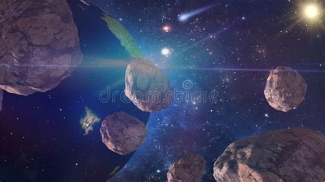 Large Meteor And Earth Stock Illustration Illustration Of