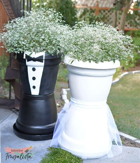 Adorable Bride And Groom Wedding Flower Pots Interior Frugalista