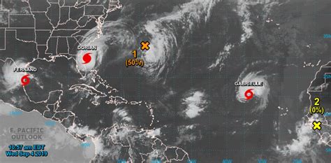 Tropical Storms Fernand And Gabrielle Form Joining Dorian In The