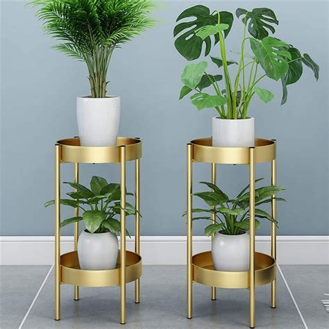 19/32" Metal Tall Plant Stand Indoor/Outdoor,2 Tier Iron Flower Pot