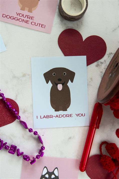 Free Printable Cute Labrador Retriever Valentine Cards Dog Valentine