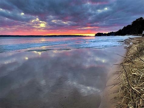Kelly Beach Spring Ice Sunset Photograph By Ron Wiltse Fine Art America
