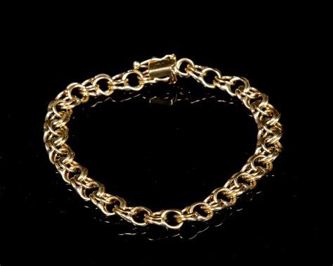 Double Link 14kt Yellow Gold Bracelet