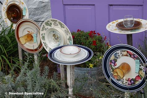 Yard Ornaments Made Out Of Old Dishes Out Of Old Dishes They Actually