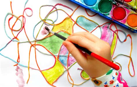 Watercolour Yarn Kids Process Art Arty Crafty Kids