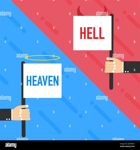 Hell Or Heaven Angel And Devil Symbol Good And Bad On White Background Vector Stock