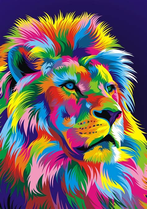 Lion Vector Fullcolor Abstract Lion Lion Painting Colorful Lion