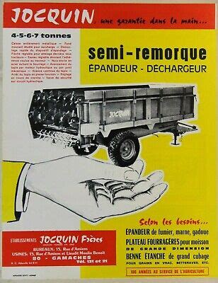 Prospectus Brochure Remorque Benne Jocquin Tracteur Tractor Traktor