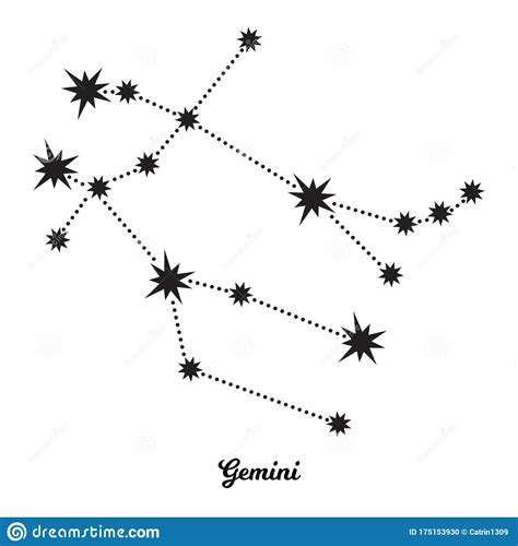 Gemini Zodiac Constellation Vector Illustration In The Style Of