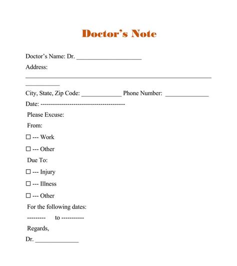 Urgent Care Doctors Note Template Creative Design Templates