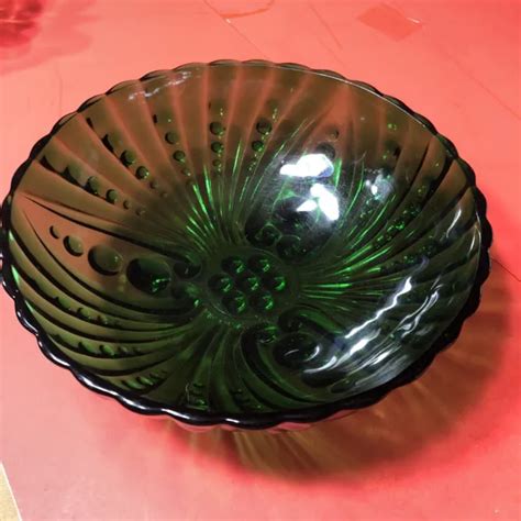 vintage anchor hocking bubble dot emerald green glass footed dish bowl 8 5” 20 00 picclick