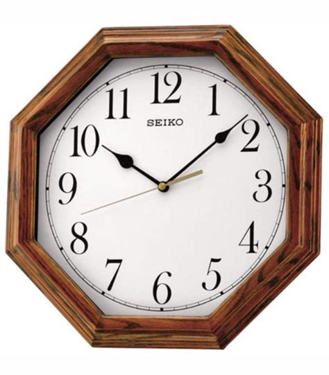 Seiko Wall Clock Quiet Sweep Second Hand Dark Brown Solid Oak Case