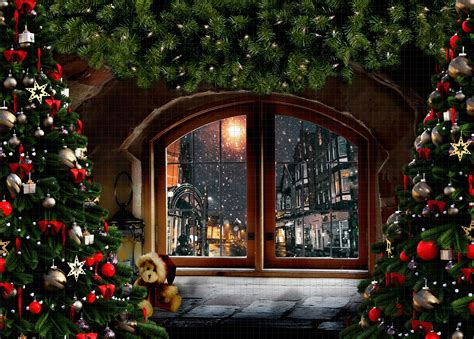 Christmas Window Digital Background Digital Backdrop With Etsy
