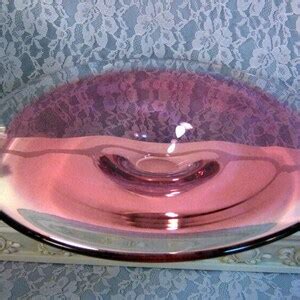 Vintage Murano Glass Eames Era Pink And Crystal Console Bowl Etsy