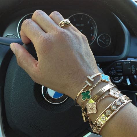 Vca Sweet Alhambra Bracelet With Cartier Love Cuff Wrist Jewelry