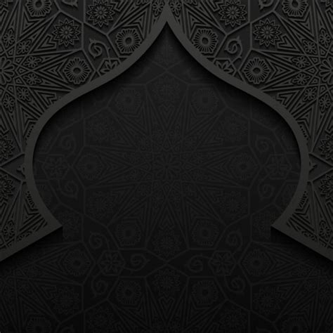 Islamic Mosque With Black Background Vector 09 Black Background
