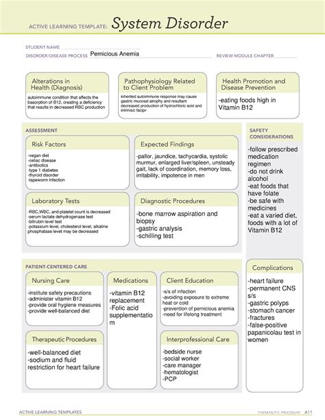 System Disorder Pernicious Anemia Active Learning Templates