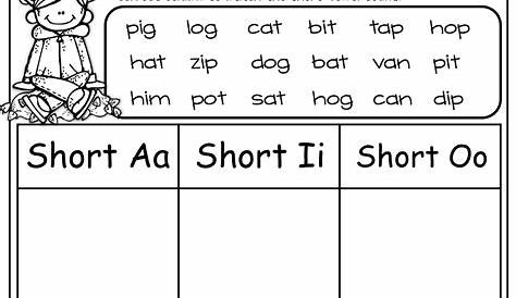 short vowel a sound worksheets