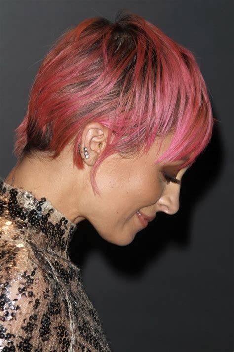 Nicole Richie Straight Pink Dark Roots Pixie Cut Hairstyle Steal Her