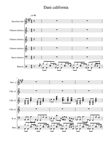 Red Hot Chilli Peppers Dani California Sheet Music For Alto Saxophone