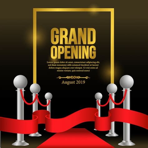 Premium Vector Grand Opening Template With Red Carpet And Red Ribbon