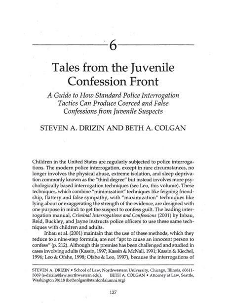 Pdf Tales From The Juvenile Confession Front