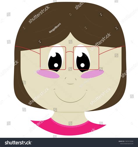 Chubby Girl Glasses Short Brown Hair Stock Vector Royalty Free