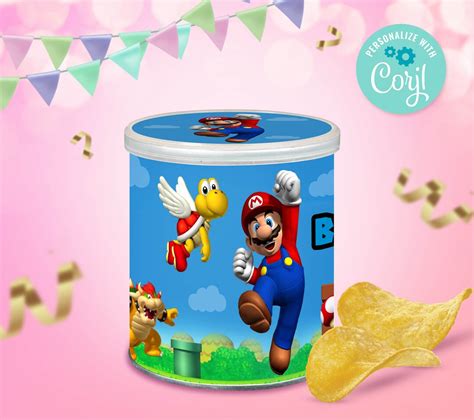 Super Mario Pringles Label Super Mario Party Supplies Labels Etsy