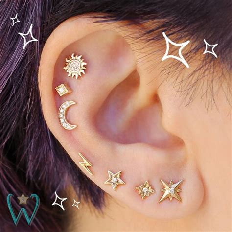 Diamond Sun Earring Sun Earrings Stud Earring Cartilage Earring