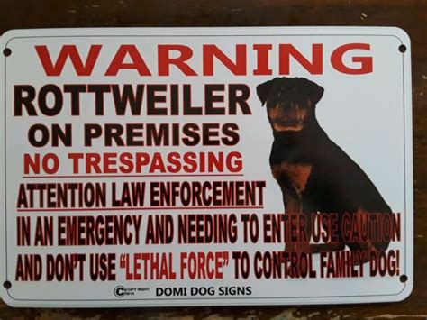 Metal Warning Rottweiler Dog Sign For Fence Beware Of Dog 8x12 Dogs