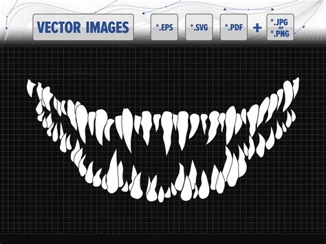 Smile Scary Teeth Vector Graphic Clipart Svg Eps Cmx Cdr Etsy Smile