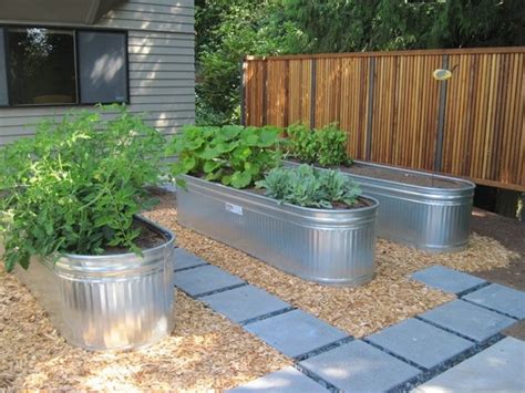 wood and metal container garden