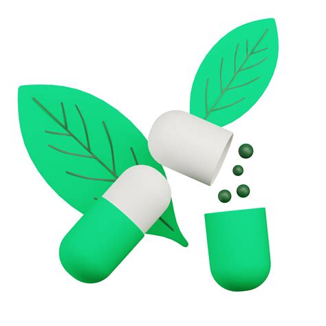 3d Leaf Extract Herbal Medicine Capsule Icon 15099563 Png